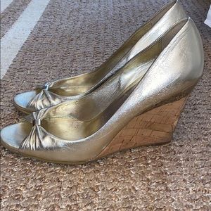 Gold Gucci wedges